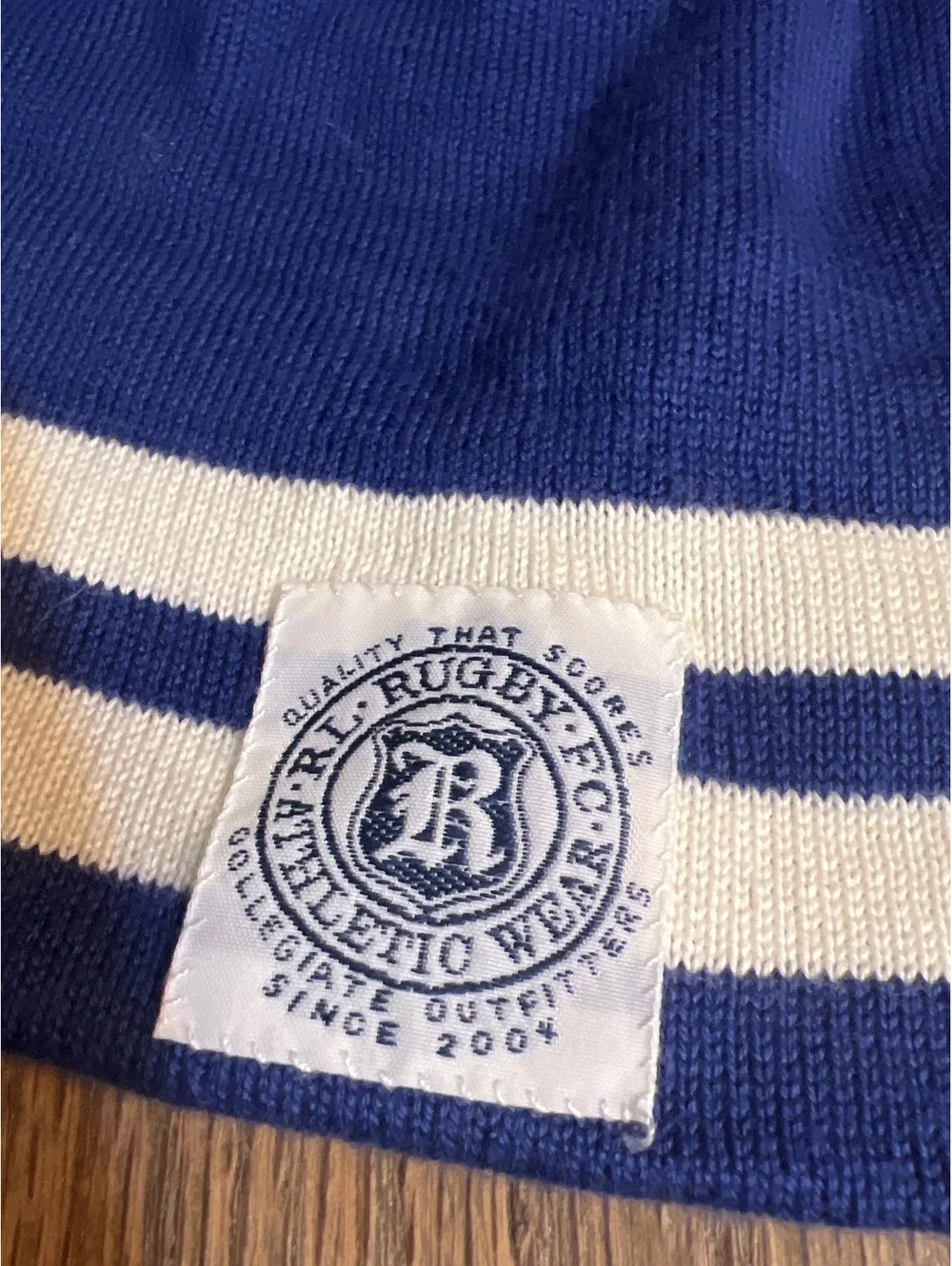 Ralph Lauren Rugby Blue & White Striped Beanie Hat Y2K